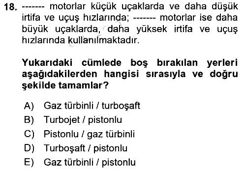 Genel Havacılık 2023-2024 Dönem Sonu Sınavı - 18. soru
