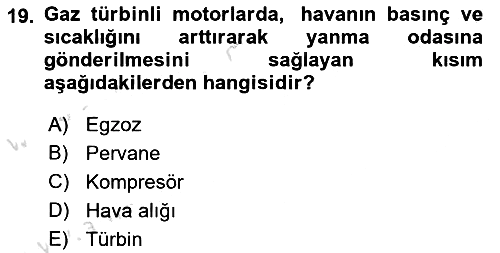 Genel Havacılık 2023-2024 Yaz Okulu Sınavı - 19. soru