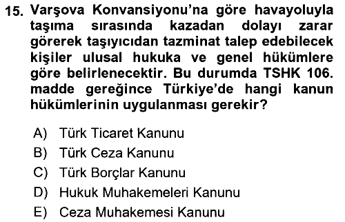 Hava Hukuku 2022-2023 Ara Sınav - 15. soru