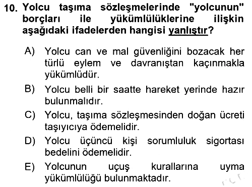 Hava Hukuku 2023-2024 Yaz Okulu Sınavı - 10. soru