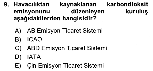 Hava Kargo Ve Tehlikeli Maddeler 2024-2025 Yaz Okulu Sınavı - 9. soru