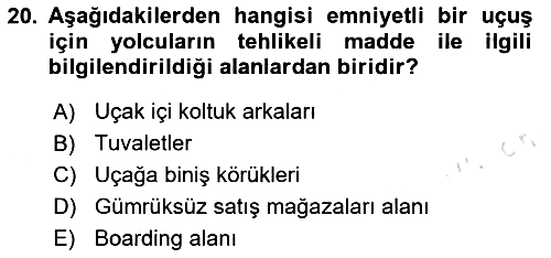 Hava Kargo Ve Tehlikeli Maddeler 2024-2025 Yaz Okulu Sınavı - 20. soru