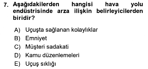 Hava Taşımacılığı 2016-2017 Ara Sınav - 7. soru