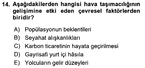 Hava Taşımacılığı 2018-2019 Ara Sınav - 14. soru