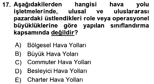 Hava Taşımacılığı 2021-2022 Ara Sınav - 17. soru