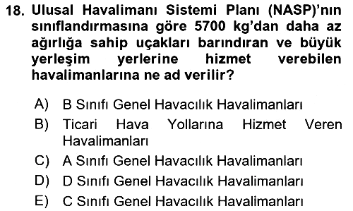 Hava Taşımacılığı 2023-2024 Ara Sınav - 18. soru
