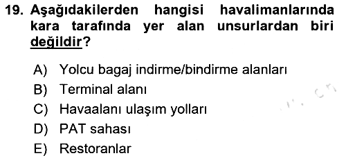 Hava Taşımacılığı 2024-2025 Ara Sınav - 19. soru