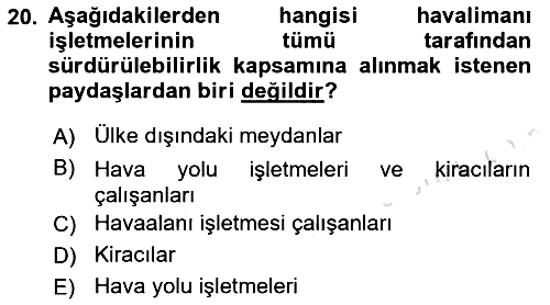 Hava Taşımacılığı 2016-2017 Dönem Sonu Sınavı - 20. soru