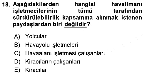 Hava Taşımacılığı 2017-2018 Dönem Sonu Sınavı - 18. soru