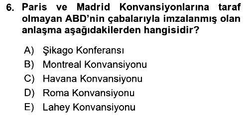 Hava Taşımacılığı 2018-2019 Dönem Sonu Sınavı - 6. soru