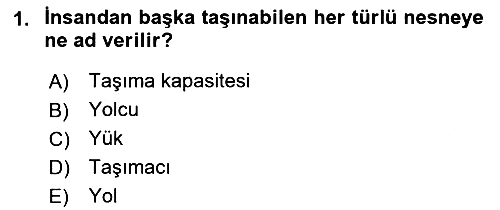 Hava Taşımacılığı 2018-2019 Yaz Okulu Sınavı - 1. soru
