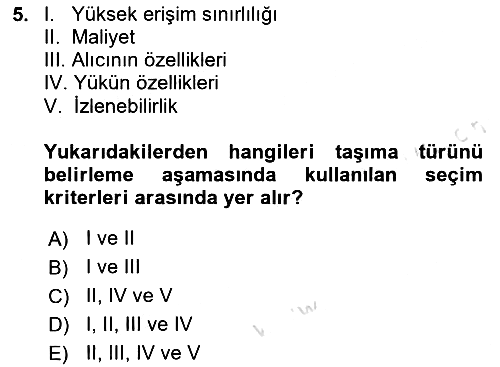Hava Taşımacılığı 2020-2021 Yaz Okulu Sınavı - 5. soru