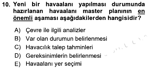 Havaalanı Sistemi 2021-2022 Ara Sınav - 10. soru
