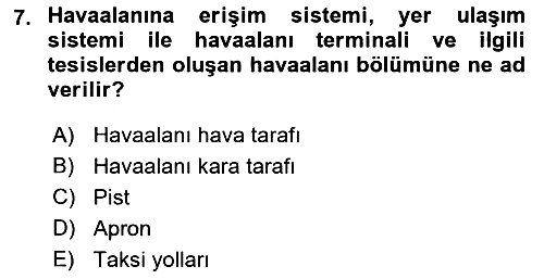 Havaalanı Sistemi 2018-2019 Yaz Okulu Sınavı - 7. soru