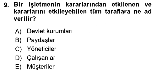 Havaalanı Yönetimi 2019-2020 Ara Sınav - 9. soru