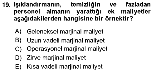 Havaalanı Yönetimi 2019-2020 Ara Sınav - 19. soru