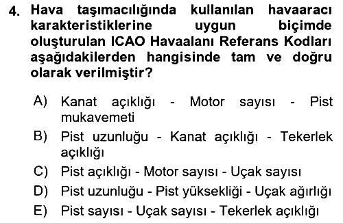 Havaalanı Yönetimi 2023-2024 Ara Sınav - 4. soru