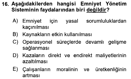 Havaalanı Yönetimi 2024-2025 Dönem Sonu Sınavı - 16. soru