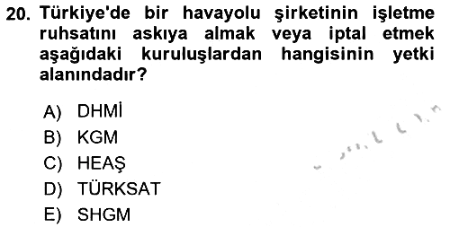 Havacılığa Giriş 2018-2019 Yaz Okulu Sınavı - 20. soru