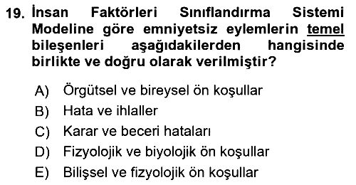 Havacılık Emniyeti 2018-2019 3 Ders Sınavı - 19. soru