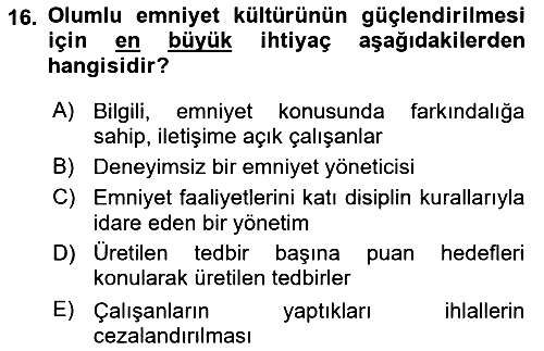 Havacılık Emniyeti 2022-2023 Ara Sınav - 16. soru