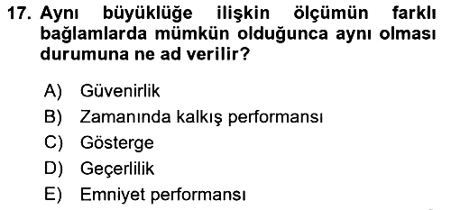 Havacılık Emniyeti 2020-2021 Yaz Okulu Sınavı - 17. soru