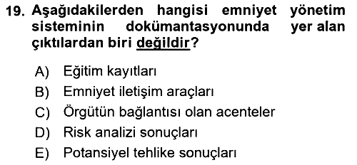 Havacılık Emniyeti 2020-2021 Yaz Okulu Sınavı - 19. soru