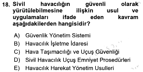Havacılık Güvenliği 2024-2025 Ara Sınav - 18. soru