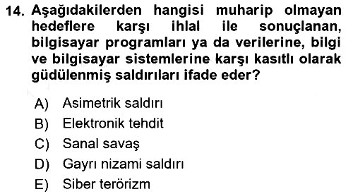 Havacılık Güvenliği 2018-2019 Dönem Sonu Sınavı - 14. soru