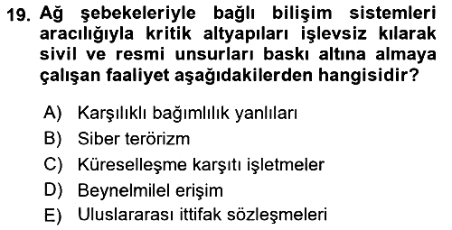 Havacılık Güvenliği 2020-2021 Yaz Okulu Sınavı - 19. soru