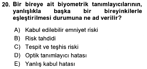 Havacılık Güvenliği 2022-2023 Yaz Okulu Sınavı - 20. soru