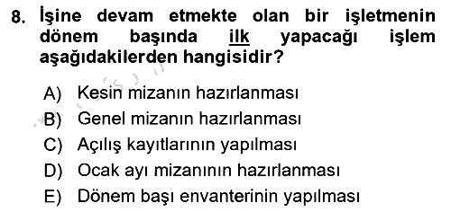 Havacılık İşletmelerinde Muhasebe Uygulamaları 2019-2020 Ara Sınav - 8. soru
