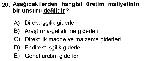 Havacılık İşletmelerinde Muhasebe Uygulamaları 2019-2020 Ara Sınav - 20. soru