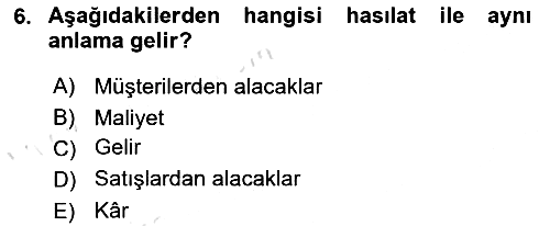 Havacılık İşletmelerinde Muhasebe Uygulamaları 2021-2022 Ara Sınav - 6. soru