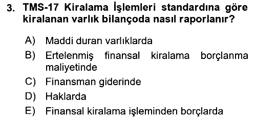 Havacılık İşletmelerinde Muhasebe Uygulamaları 2018-2019 Yaz Okulu Sınavı - 3. soru