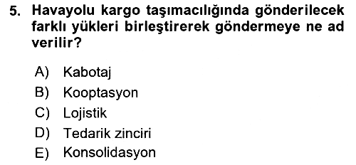 Havayolu Pazarlaması 2017-2018 Ara Sınav - 5. soru