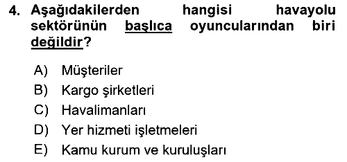 Havayolu Pazarlaması 2018-2019 Ara Sınav - 4. soru