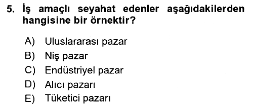 Havayolu Pazarlaması 2019-2020 Ara Sınav - 5. soru
