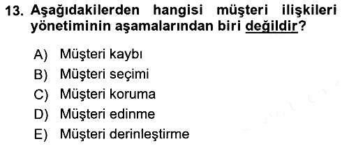Havayolu Pazarlaması 2018-2019 Dönem Sonu Sınavı - 13. soru