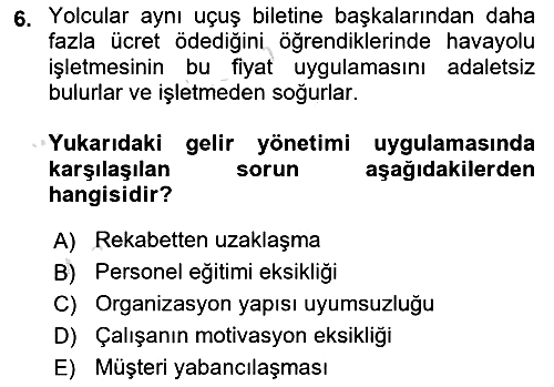 Havayolu Pazarlaması 2019-2020 Dönem Sonu Sınavı - 6. soru
