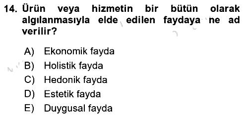 Havayolu Pazarlaması 2021-2022 Dönem Sonu Sınavı - 14. soru
