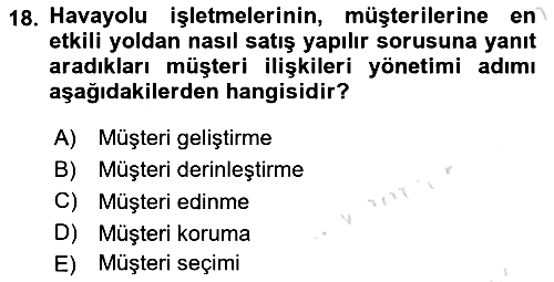 Havayolu Pazarlaması 2022-2023 Dönem Sonu Sınavı - 18. soru