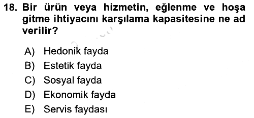 Havayolu Pazarlaması 2023-2024 Dönem Sonu Sınavı - 18. soru