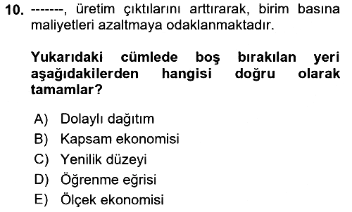 Havayolu Pazarlaması 2024-2025 Dönem Sonu Sınavı - 10. soru