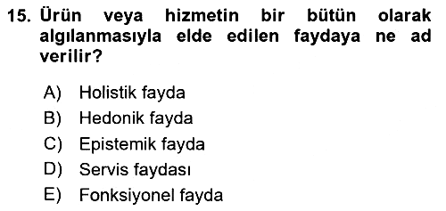 Havayolu Pazarlaması 2024-2025 Dönem Sonu Sınavı - 15. soru