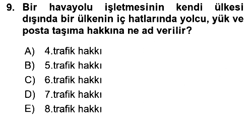 Havayolu Pazarlaması 2020-2021 Yaz Okulu Sınavı - 9. soru