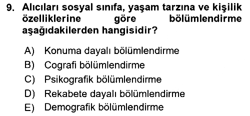 Havayolu Pazarlaması 2021-2022 Yaz Okulu Sınavı - 9. soru