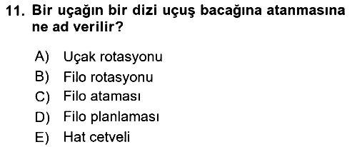 Havayolu Yönetimi 2023-2024 Ara Sınav - 11. soru