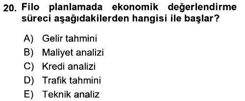 Havayolu Yönetimi 2017-2018 Dönem Sonu Sınavı - 20. soru