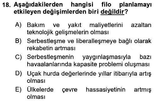 Havayolu Yönetimi 2018-2019 Dönem Sonu Sınavı - 18. soru